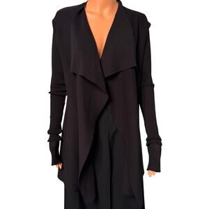 Rick Owens Walrus SS17 Waterfall Collar Cardigan size XS Black Knit Rib Sleeves